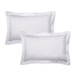 Bianca White Satin Geo Jacquard Cotton Oxford Pillowcase Pair -Julian Charles 57122 SATINGEOJACQUARDWHITEOXFORDPILLOWCASEPAIRIMAGE3