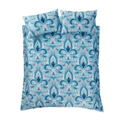 Bridgerton By Catherine Lansfield Regency Damask Teal Velvet Duvet Set -Julian Charles 57159 REGENCY DAMASK DUVET SET TEAL IMAGE 5