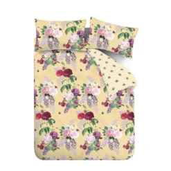 Bridgerton By Catherine Lansfield Wisteria Bouquet Yellow Duvet Set -Julian Charles 57623 WISTERIA BOUQUET DUVET SET IMAGE 5