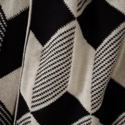 Style Sisters Black Cream Knitted Cube Cotton Blanket Throw (150cm X 180cm) -Julian Charles 57769 KNITTEDCUBETHROWIMAGE3