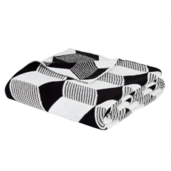Style Sisters Black Cream Knitted Cube Cotton Blanket Throw (150cm X 180cm) -Julian Charles 57769 KNITTEDCUBETHROWIMAGE4