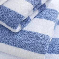 Bianca Reversible Stripe Blue Jacquard Towels -Julian Charles 58182 REVERSIBLE JACQUARD TOWELS BLUE IMAGE 3