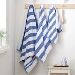 Bianca Reversible Stripe Blue Jacquard Towels -Julian Charles 58182 REVERSIBLE JACQUARD TOWELS BLUE IMAGE 4