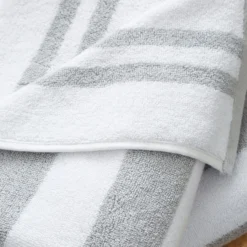 Bianca Reversible Stripe Grey Jacquard Towels -Julian Charles 58182 REVERSIBLE JACQUARD TOWELS GREY IMAGE 2