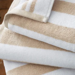 Bianca Reversible Stripe Natural Jacquard Towels -Julian Charles 58182 REVERSIBLE JACQUARD TOWELS NATURAL IMAGE 3