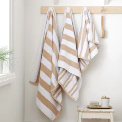Bianca Reversible Stripe Natural Jacquard Towels -Julian Charles 58182 REVERSIBLE JACQUARD TOWELS NATURAL IMAGE 4