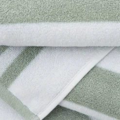 Bianca Reversible Stripe Sage Green Jacquard Towels -Julian Charles 58182 REVERSIBLE JACQUARD TOWELS SAGE GREEN IMAGE 3