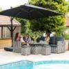 Sandringham Grey Garden Corner Set With Adjustable Table And Footstools