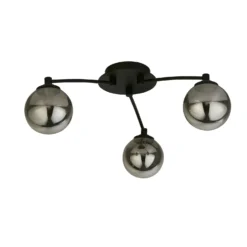 Smoke And Black Glass 3 Orb Ceiling Light 5 Smoke And Black Glass 3 Orb Ceiling Light -Julian Charles 701009 Off