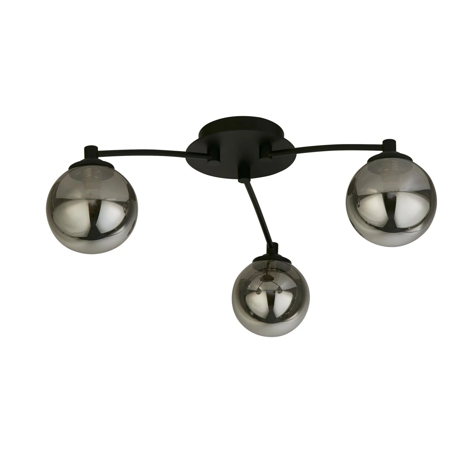 Smoke And Black Glass 3 Orb Ceiling Light 3 Smoke And Black Glass 3 Orb Ceiling Light - Image 3