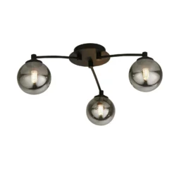 Smoke And Black Glass 3 Orb Ceiling Light