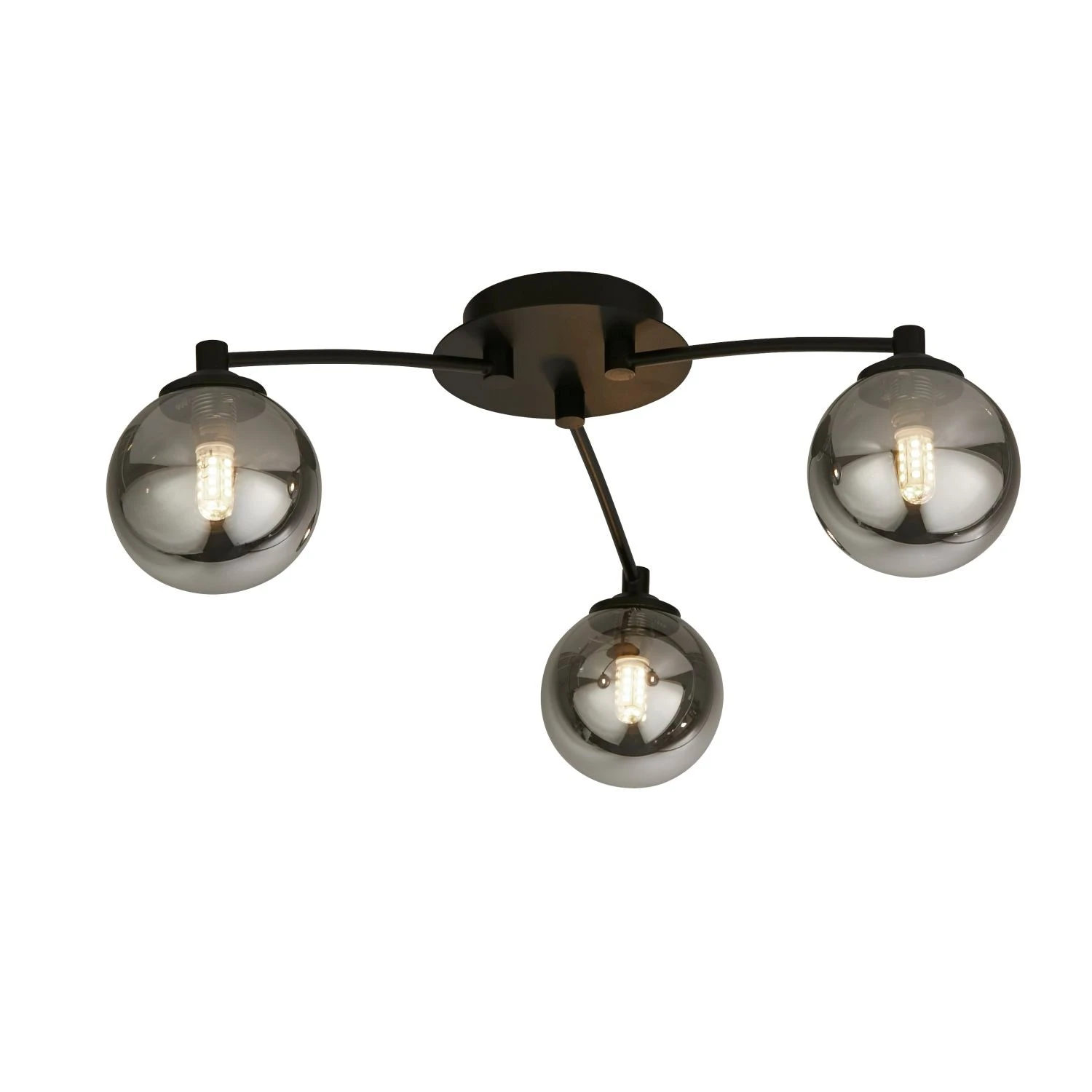 Smoke And Black Glass 3 Orb Ceiling Light 1 Smoke And Black Glass 3 Orb Ceiling Light
