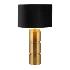 Brushed Gold Table Lamp With Black Velvet Shade