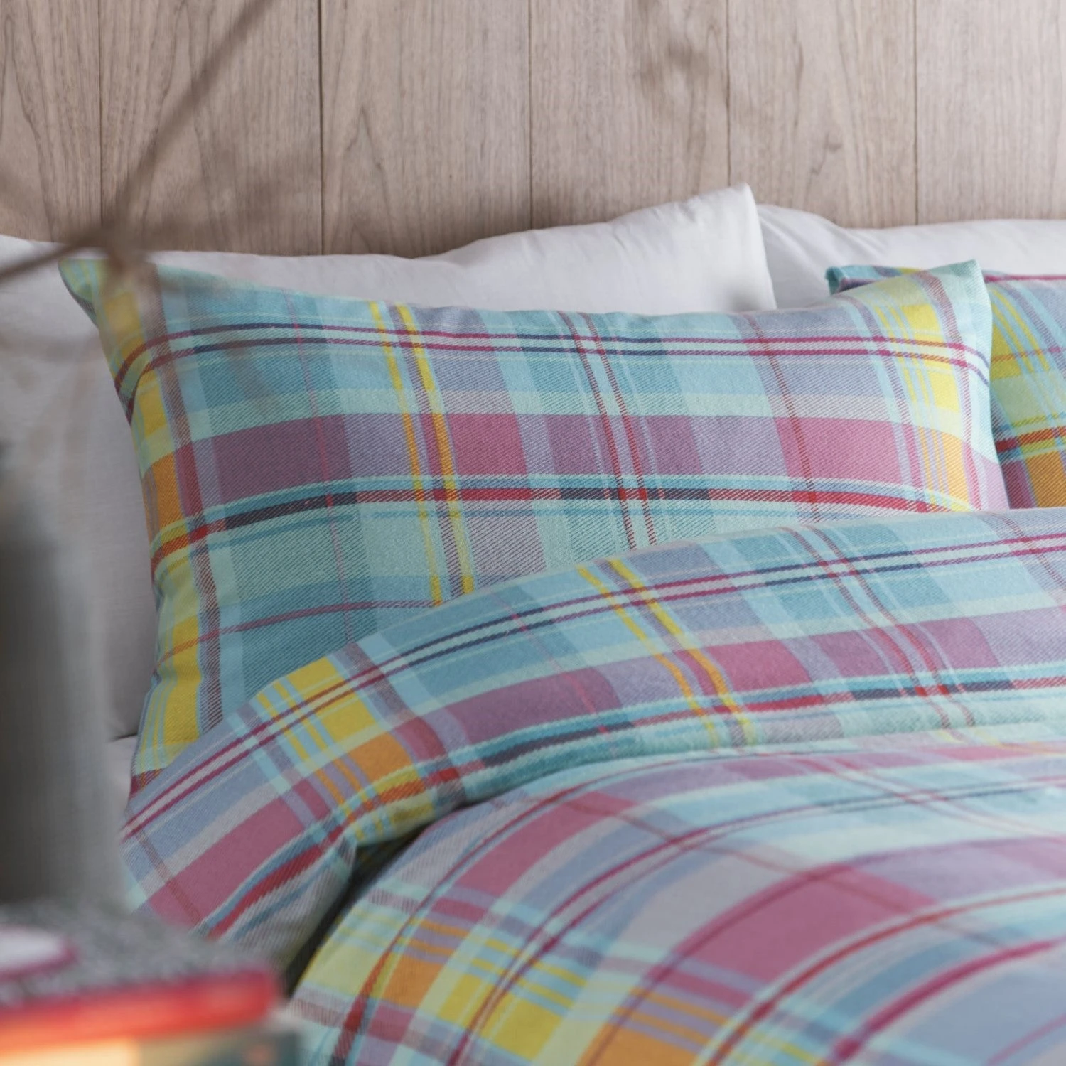 Applecross Pastel Check Brushed Cotton Duvet Set 2 Applecross Pastel Check Brushed Cotton Duvet Set - Image 2