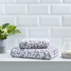 Animal Print 550gsm Grey Cotton Towels