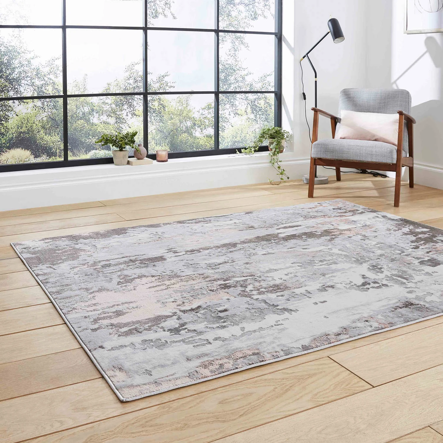 Apollo GR580 Grey/Rose Rug 2 Apollo GR580 Grey/Rose Rug - Image 2