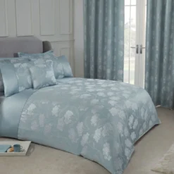 Blossom Duck Egg Embellished Jacquard Duvet Set