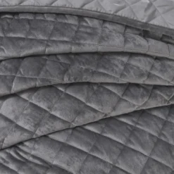 Regent Silver Quilted Soft Touch Velvet Bedspread Set -Julian Charles BREGBEDSIL5