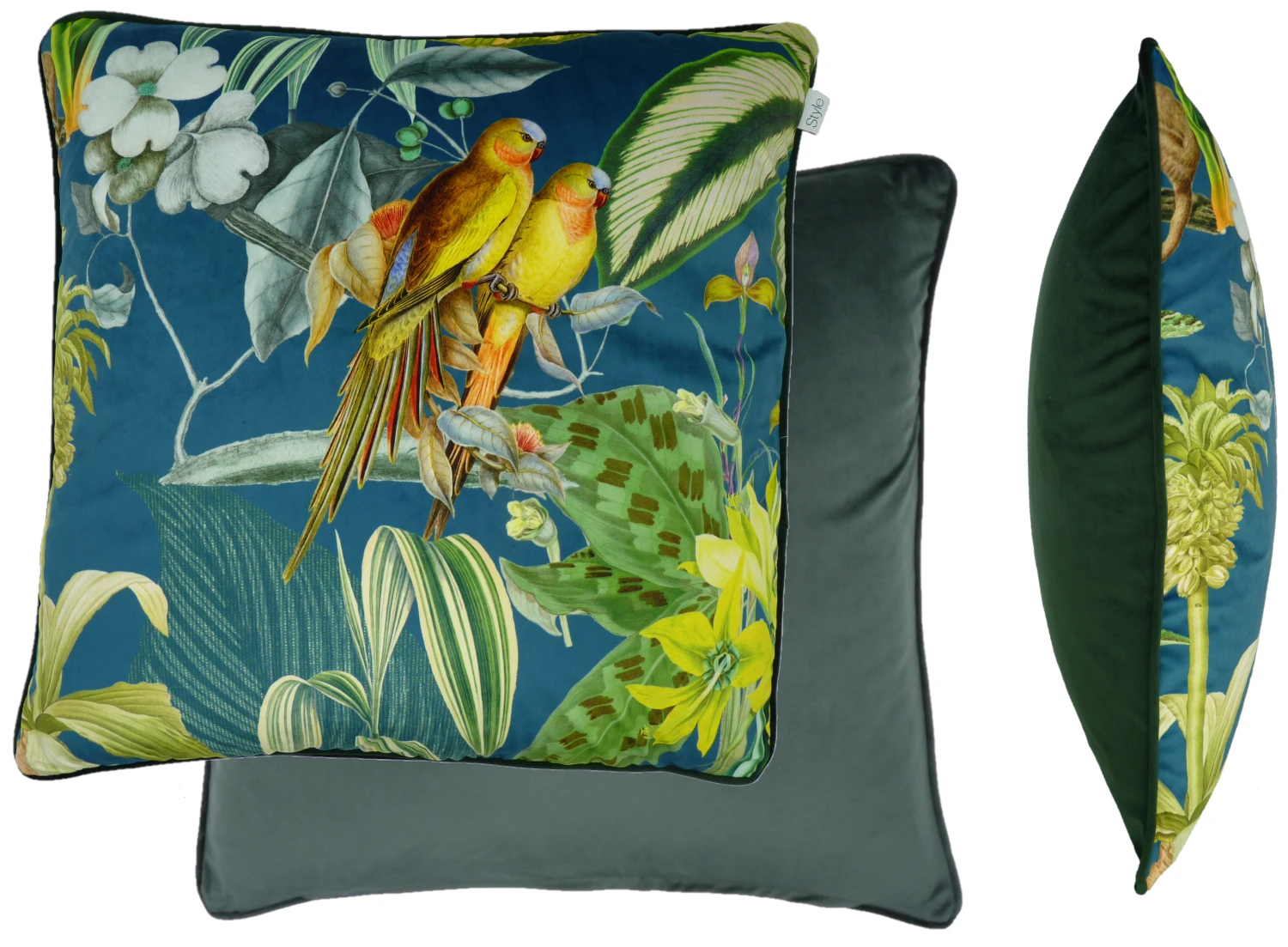 Barbados Blue Lagoon Tropical Velvet Cushion Cover (60cm X 60cm) 2 Barbados Blue Lagoon Tropical Velvet Cushion Cover (60cm X 60cm) - Image 2