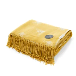 The Lyndon Company Bee Ochre Soft Knitted Throw (140cm X 185cm) -Julian Charles BeeThrow 4