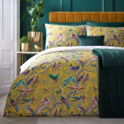 Julian Charles 15 Laurence Llewelyn-Bowen Birdity Absurdity Yellow 200 Thread Count 100% Cotton Duvet Set