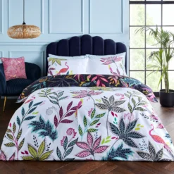 Sara Miller Botanic Paradise Midnight Cotton Duvet Set -Julian Charles Botanic Paradise Midnight Main Reverse