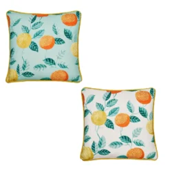 Botanical Fruits Reversible Outdoor Cushion (43cm X 43cm) -Julian Charles Botanical Fruits Outdoor Cushion Green 04
