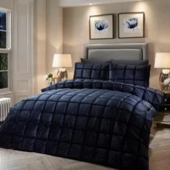 Brighton Square Navy Velvet Duvet Set