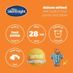 Silentnight Camping Collection Blue Flock Airbed With Built In Foot Pump -Julian Charles CAMPINGCOLLECTIONFLOCKAIRBEDFOOTPUMPDOUBLE 6