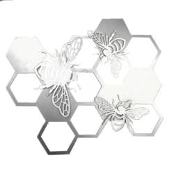 Bee And Honeycomb Silver Wall Art