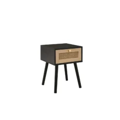Croxley Black & Oak 1 Drawer Rattan Bedside Table 9 Croxley Black & Oak 1 Drawer Rattan Bedside Table -Julian Charles CROR1BSBLK Croxley1DrawerBedsideBlack AN