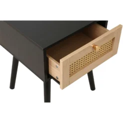 Croxley Black & Oak 1 Drawer Rattan Bedside Table 8 Croxley Black & Oak 1 Drawer Rattan Bedside Table -Julian Charles CROR1BSBLK Croxley1DrawerBedsideBlack DrawerFeature