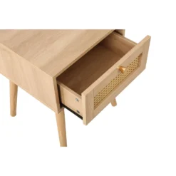 Croxley Oak 1 Drawer Rattan Bedside Table -Julian Charles CROR1BSOAK Croxley1DrawerBedside DrawerFeature