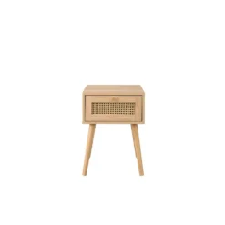 Croxley Oak 1 Drawer Rattan Bedside Table -Julian Charles CROR1BSOAK Croxley1DrawerBedside FR