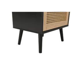 Croxley Black & Oak 2 Drawer Rattan Bedside Table -Julian Charles CROR2BSBLK Croxley2DrawerBedsideBlack Foot