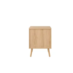 Croxley Oak 2 Drawer Rattan Bedside Table -Julian Charles CROR2BSOAK Croxley2DrawerBedside BK