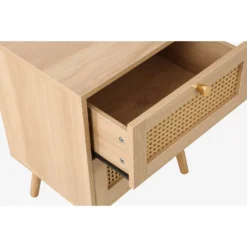 Croxley Oak 2 Drawer Rattan Bedside Table -Julian Charles CROR2BSOAK Croxley2DrawerBedside DrawerFeature
