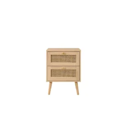 Croxley Oak 2 Drawer Rattan Bedside Table -Julian Charles CROR2BSOAK Croxley2DrawerBedside FR