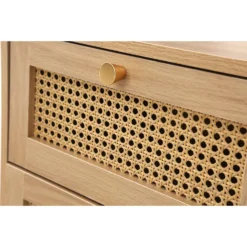 Croxley Oak 2 Drawer Rattan Bedside Table -Julian Charles CROR2BSOAK Croxley2DrawerBedside HandleFeature