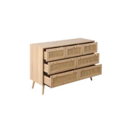 Croxley Oak 7 Drawer Rattan Chest -Julian Charles CRORCH7OAK Croxley7DrawerChestOak AN DrawersOpen