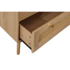 Croxley Oak 2 Door 1 Drawer Rattan Wardrobe -Julian Charles CRORWD21OAK Croxley2Door1DrawerWardrobe DrawerOpen