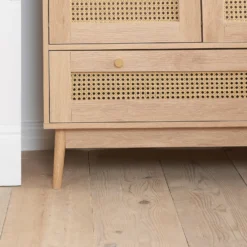 Croxley Oak 2 Door 1 Drawer Rattan Wardrobe -Julian Charles CRORWD21OAK Croxley2Door1DrawerWardrobe RS FE2 Square