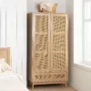Croxley Oak 2 Door 1 Drawer Rattan Wardrobe
