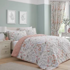 Caraway Terracotta Floral Quilted Bedspread