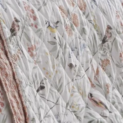 Caraway Terracotta Floral Quilted Bedspread -Julian Charles Carraway Bedspread Terracotta 03