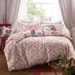 Cath Kidston Floral Heart Frill Pink 100% Cotton Duvet Set