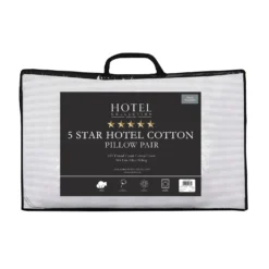 5 Star Hotel Collection Cotton Cover Pillow Pair - Medium Support