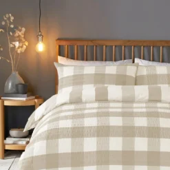 Gingham Natural Seersucker Duvet Set