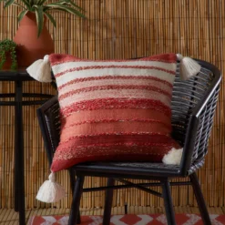 Grayson Terracotta Outdoor Tassel Cushion (43cm X 43cm)