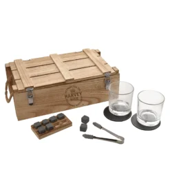 Whiskey Gift Set With Glasses, Coasters And Tongs